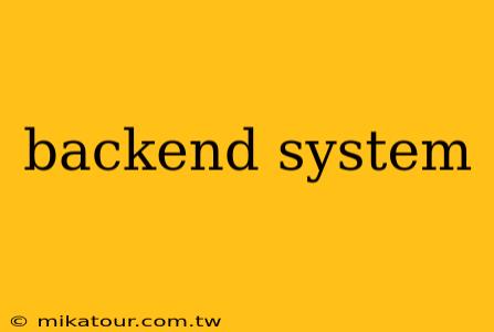 backend system