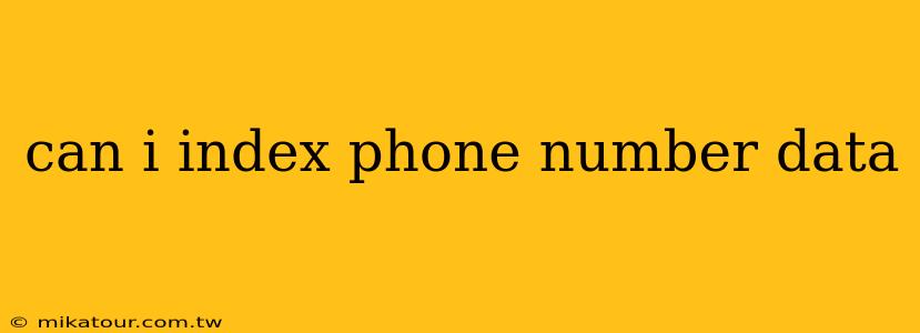 can i index phone number data