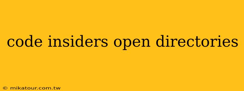 code insiders open directories