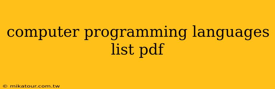 computer programming languages list pdf