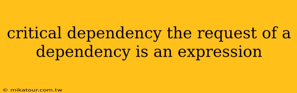 critical dependency the request of a dependency is an expression