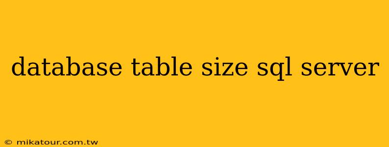 database table size sql server