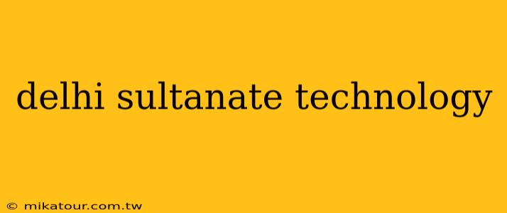 delhi sultanate technology