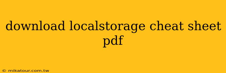 download localstorage cheat sheet pdf