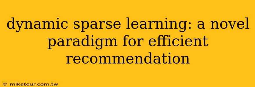 dynamic sparse learning: a novel paradigm for efficient recommendation