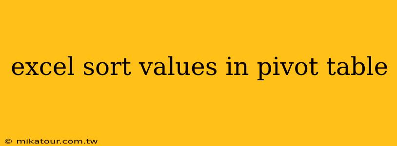 excel sort values in pivot table