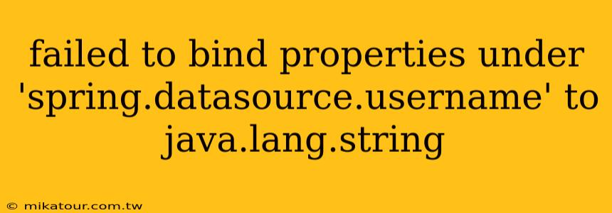 failed to bind properties under 'spring.datasource.username' to java.lang.string