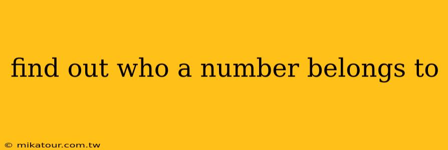 find out who a number belongs to