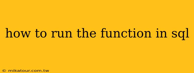 how to run the function in sql