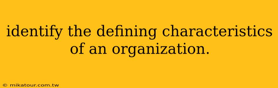 identify the defining characteristics of an organization.