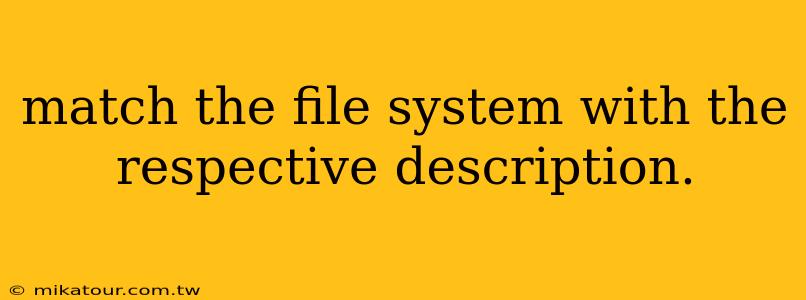 match the file system with the respective description.