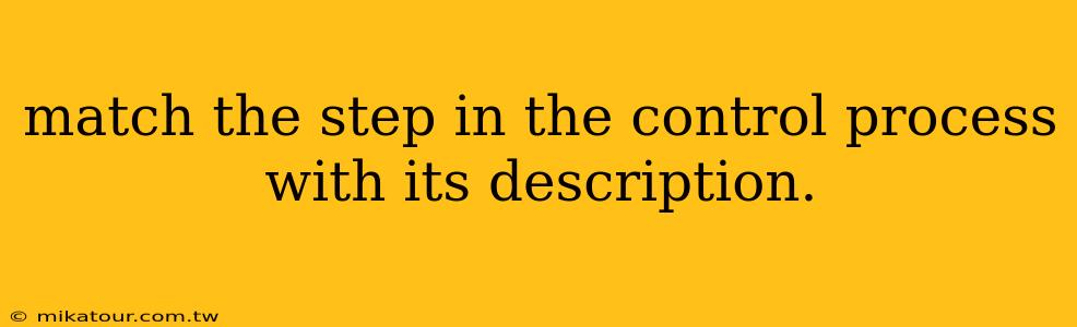 match the step in the control process with its description.