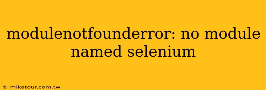 modulenotfounderror: no module named selenium