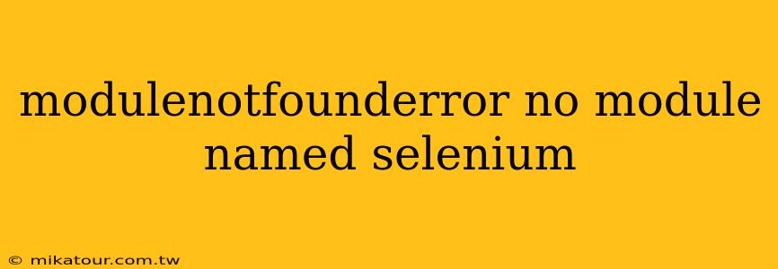 modulenotfounderror no module named selenium