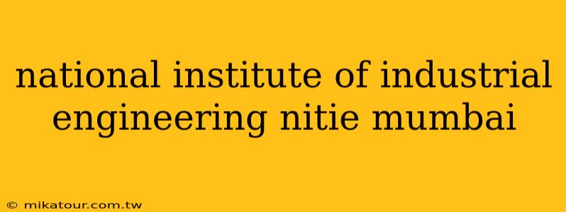 national institute of industrial engineering nitie mumbai