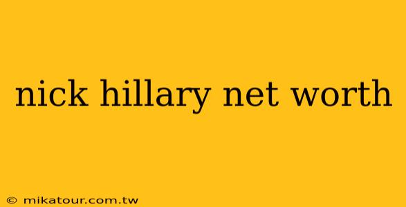 nick hillary net worth