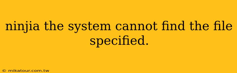 ninjia the system cannot find the file specified.