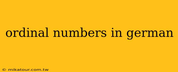 ordinal numbers in german