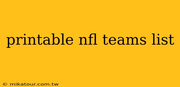 printable nfl teams list