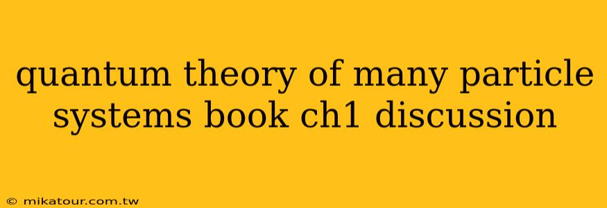 quantum theory of many particle systems book ch1 discussion