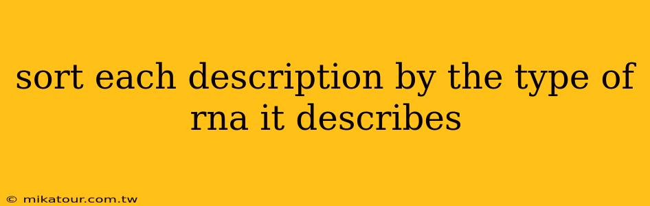 sort each description by the type of rna it describes