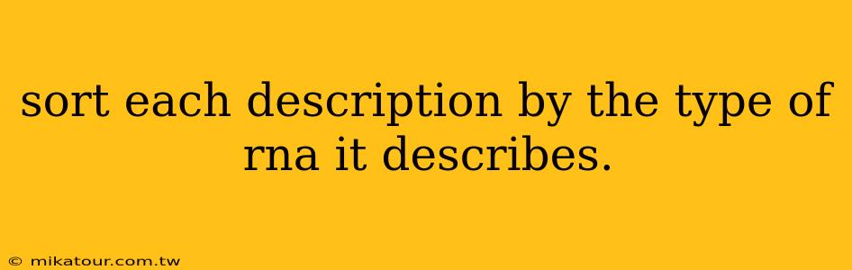 sort each description by the type of rna it describes.