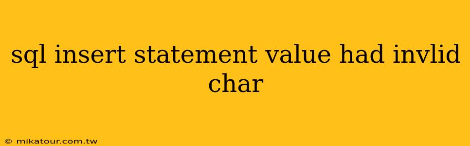 sql insert statement value had invlid char