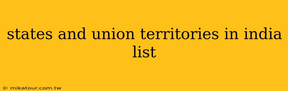 states and union territories in india list