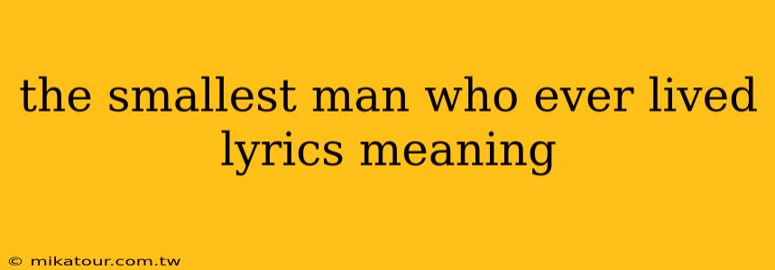 the smallest man who ever lived lyrics meaning