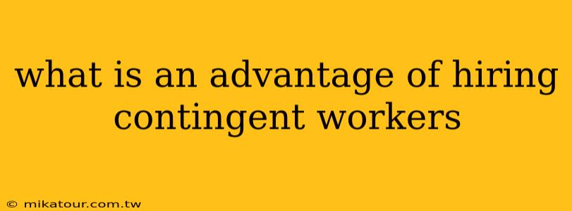 what is an advantage of hiring contingent workers