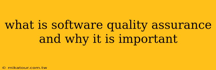 what is software quality assurance and why it is important