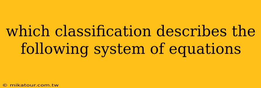 which classification describes the following system of equations