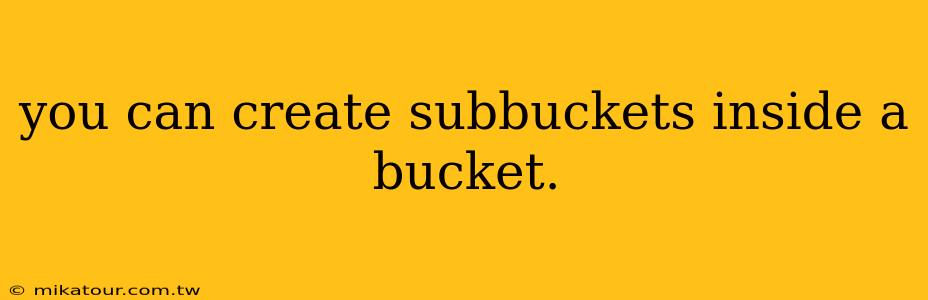 you can create subbuckets inside a bucket.